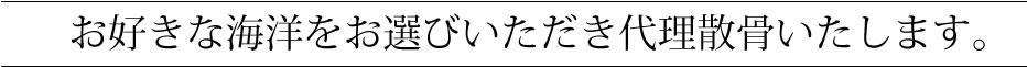 お好きな海洋をお選びいただき代理散骨いたします。